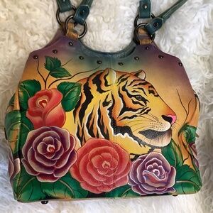 EUC Anna by Anuschka Tiger in Love roses should bag